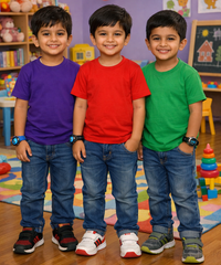 Kids Cotton Boys Tshirt Plain Multi Color | Age 0 to 6 Years (Pack of 3 Pieces)