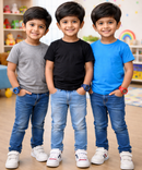 Kids Cotton Boys Tshirt Plain Multi Color | Age 0 to 6 Years (Pack of 3 Pieces)