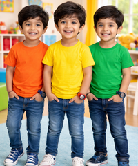 Kids Cotton Boys Tshirt Plain Multi Color | Age 0 to 6 Years (Pack of 3 Pieces)