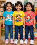 Kids Cotton Girls Tshirt With Cartoon Print Multi Color | Age 0 to 6 Years (Pack of 3 Pieces)
