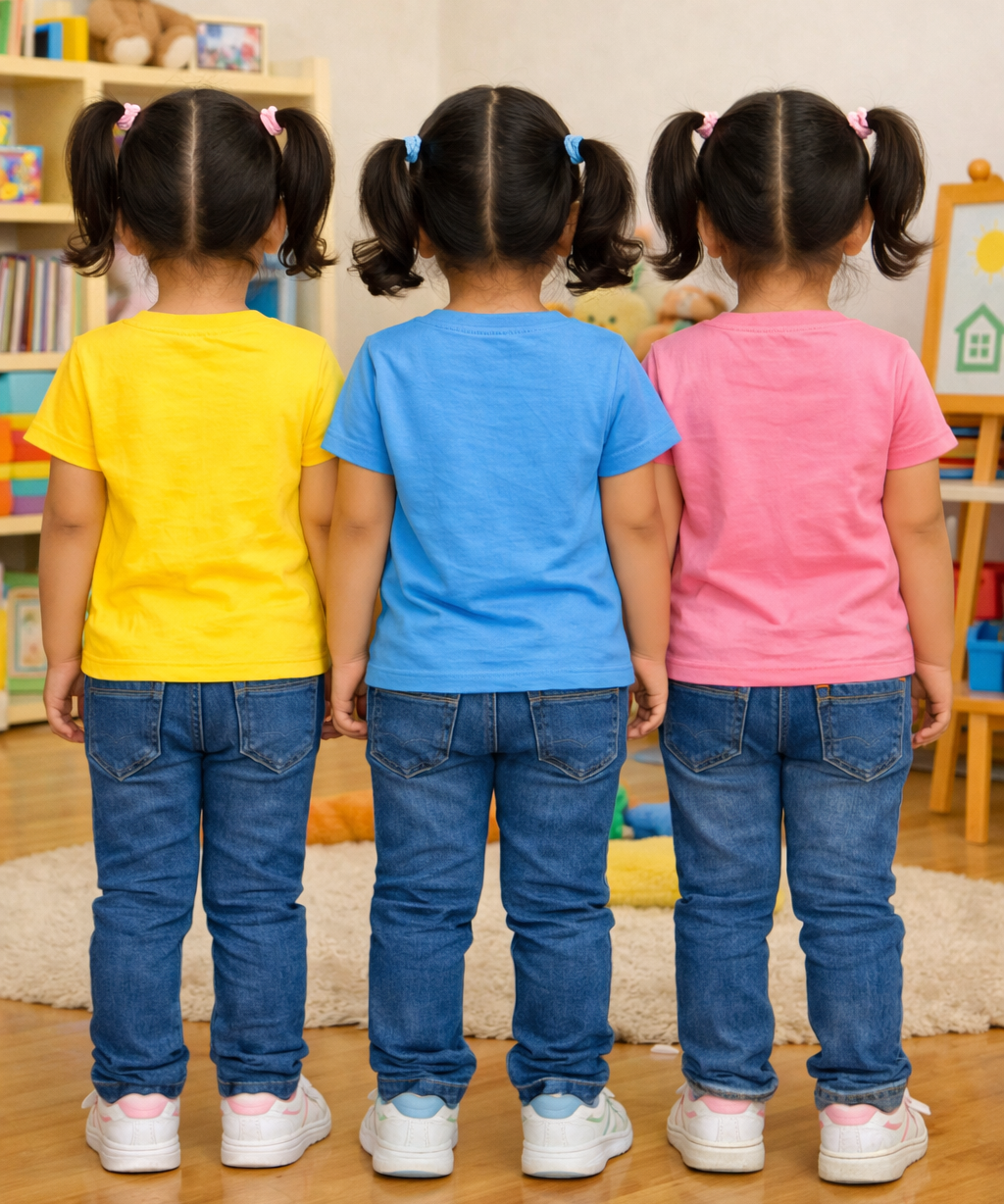 Kids Cotton Girls Tshirt With Cartoon Print Multi Color | Age 0 to 6 Years (Pack of 3 Pieces)