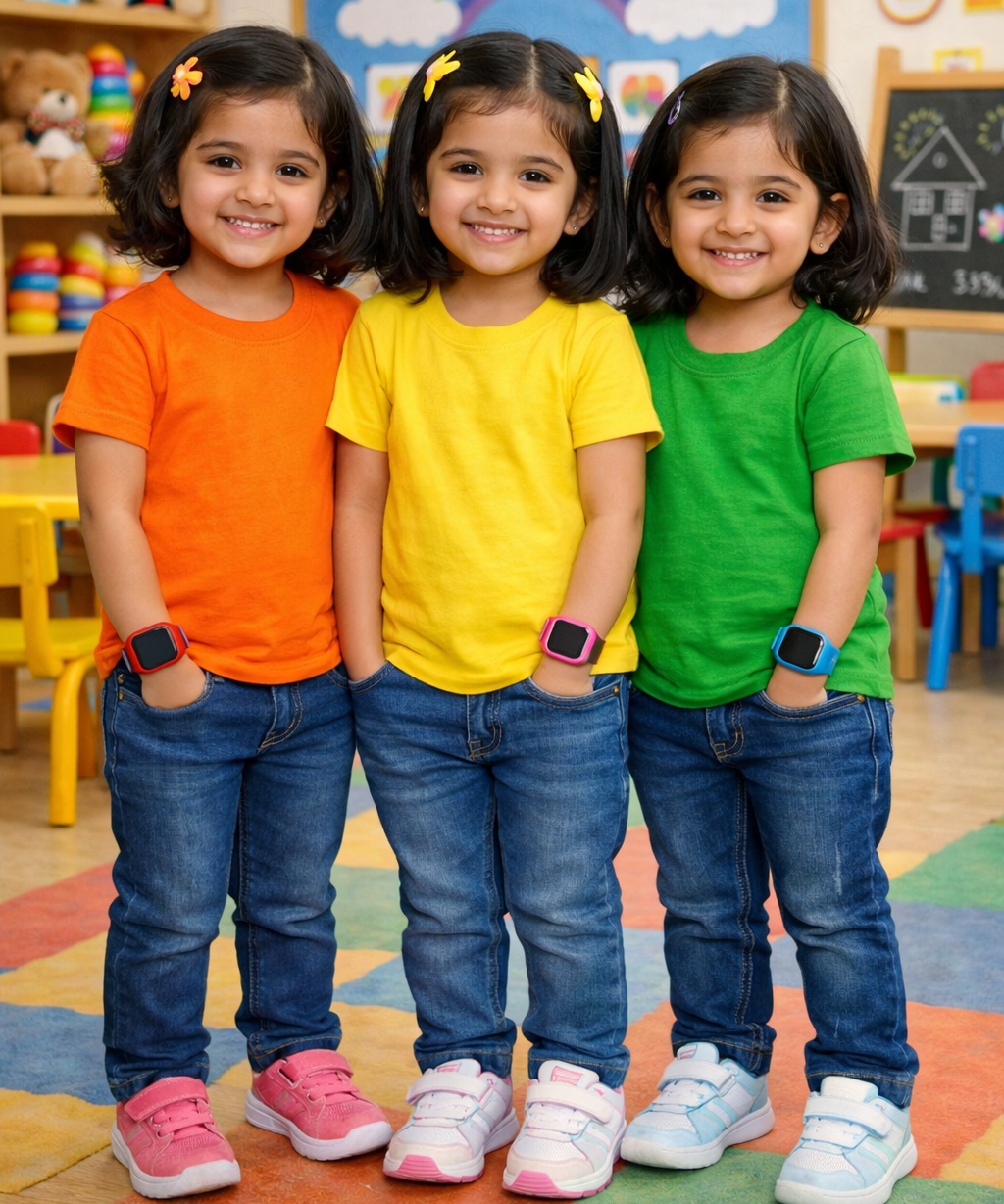Kids Cotton Girls Tshirt Plain Multi Color | Age 0 to 6 Years (Pack of 3 Pieces)