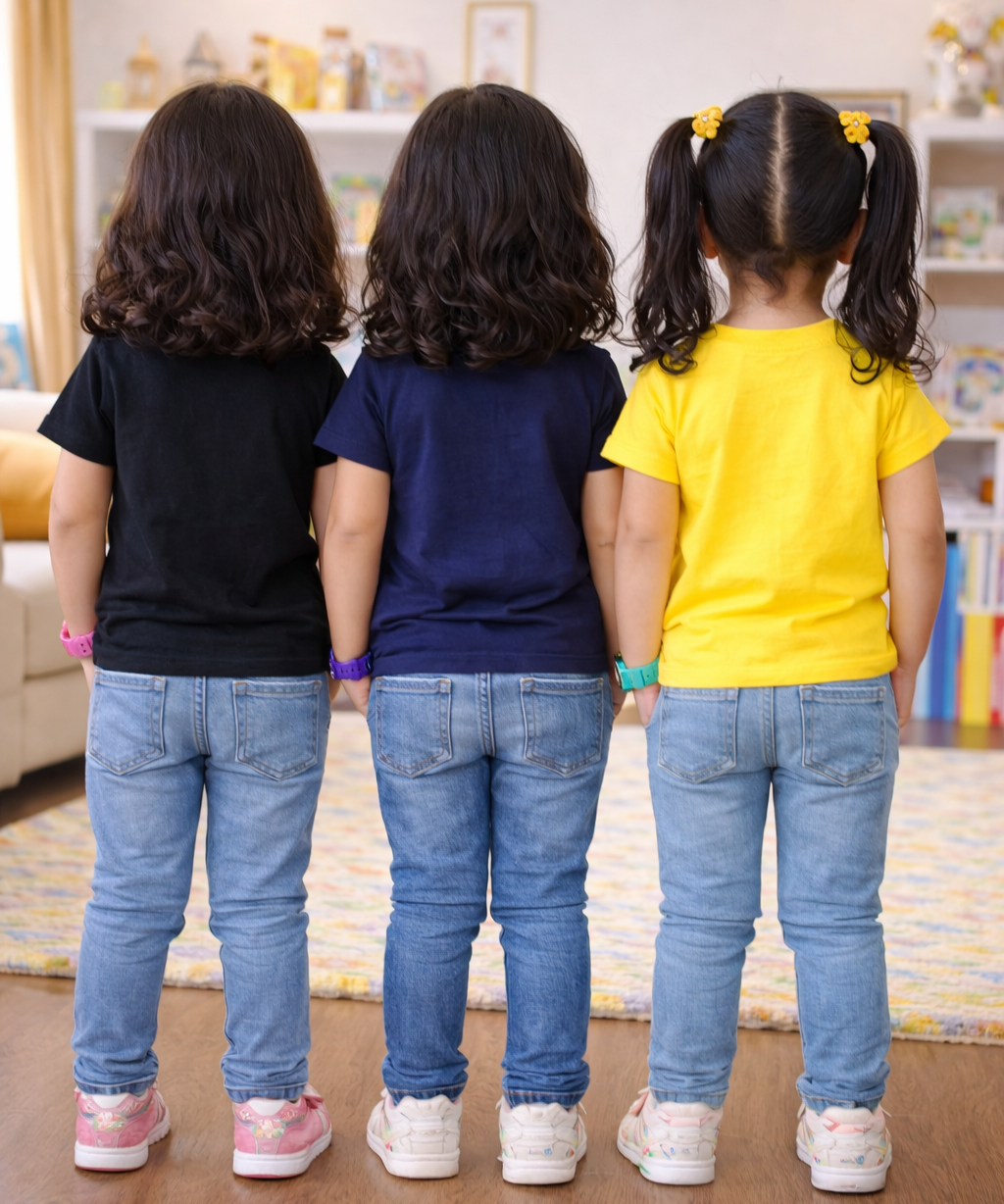 Kids Cotton Girls Tshirt Plain Multi Color | Age 0 to 6 Years (Pack of 3 Pieces)