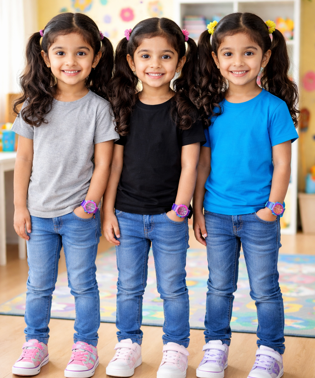 Kids Cotton Girls Tshirt Plain Multi Color | Age 0 to 6 Years (Pack of 3 Pieces)