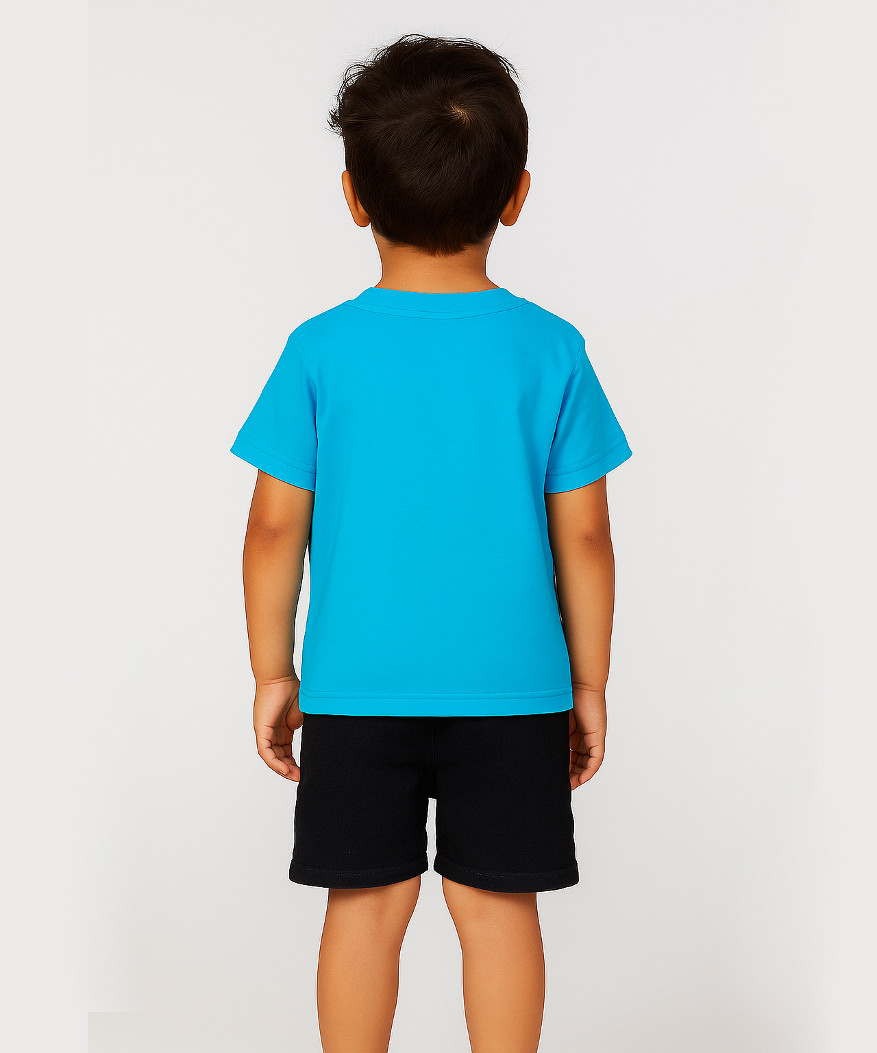 Kids 100% Cotton Single Jersey  Tshirt With Printed Turquoise Colour