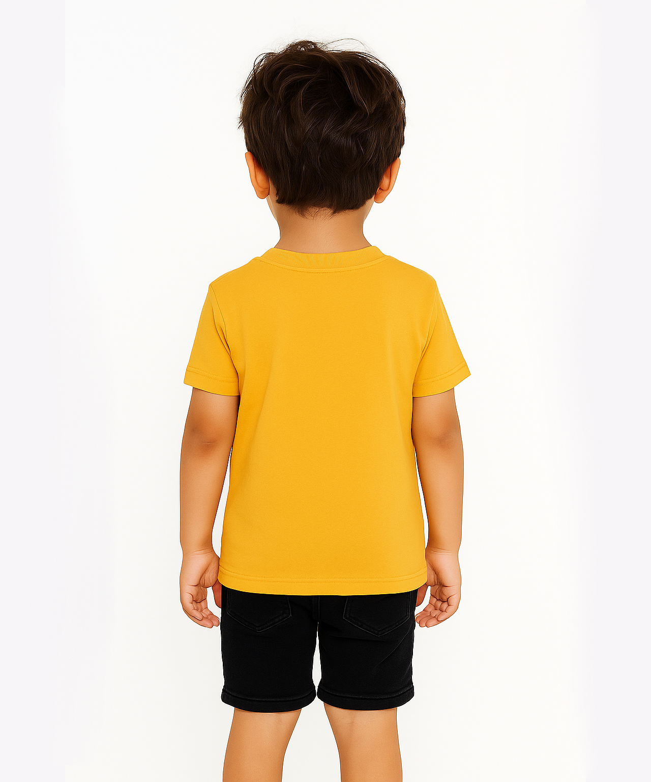 Kids 100% Cotton Single Jersey  Tshirt With Printed Yellow Colour