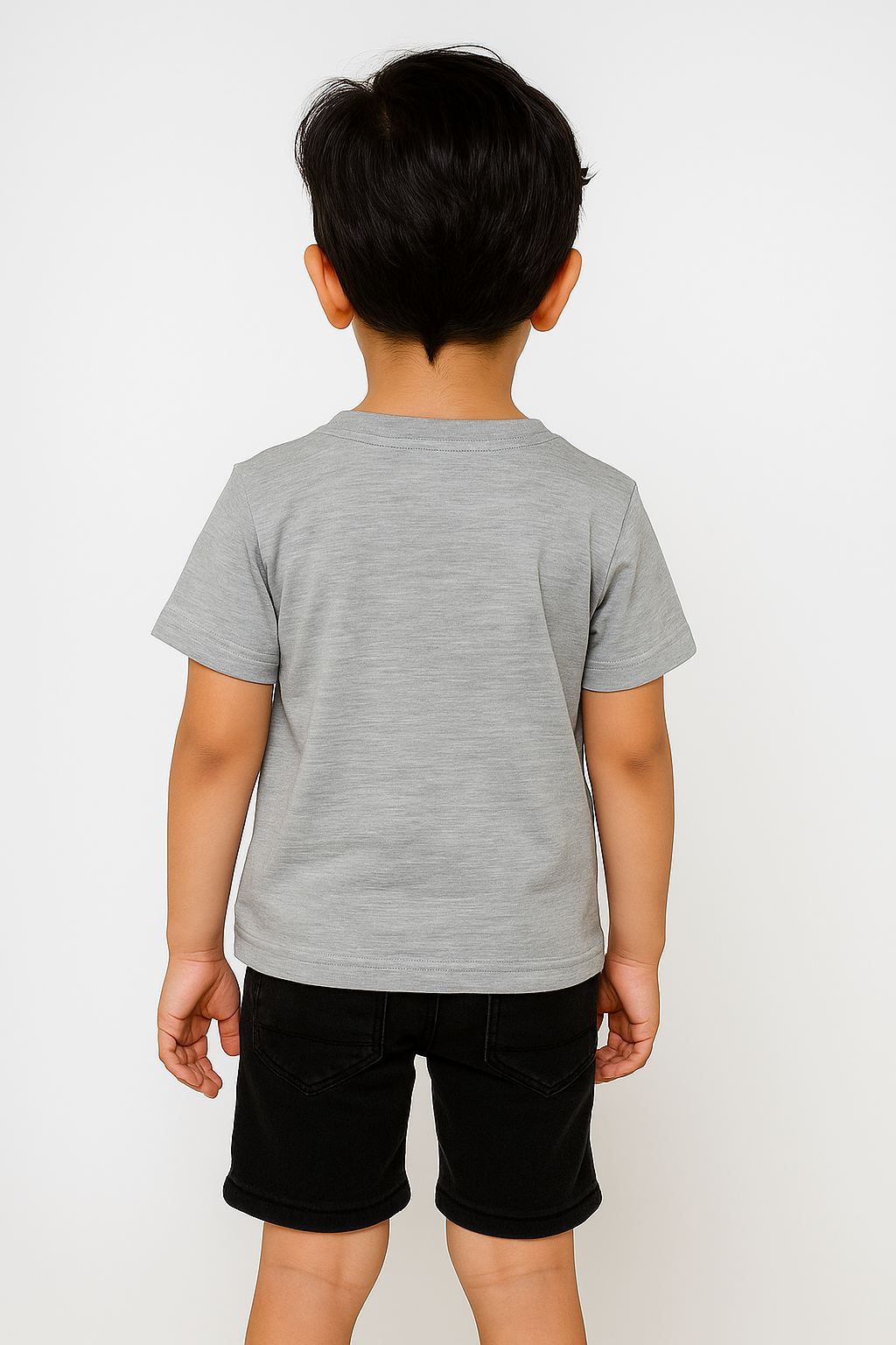 Kids 100% Cotton Single Jersey  Tshirt With Printed Gray Colour