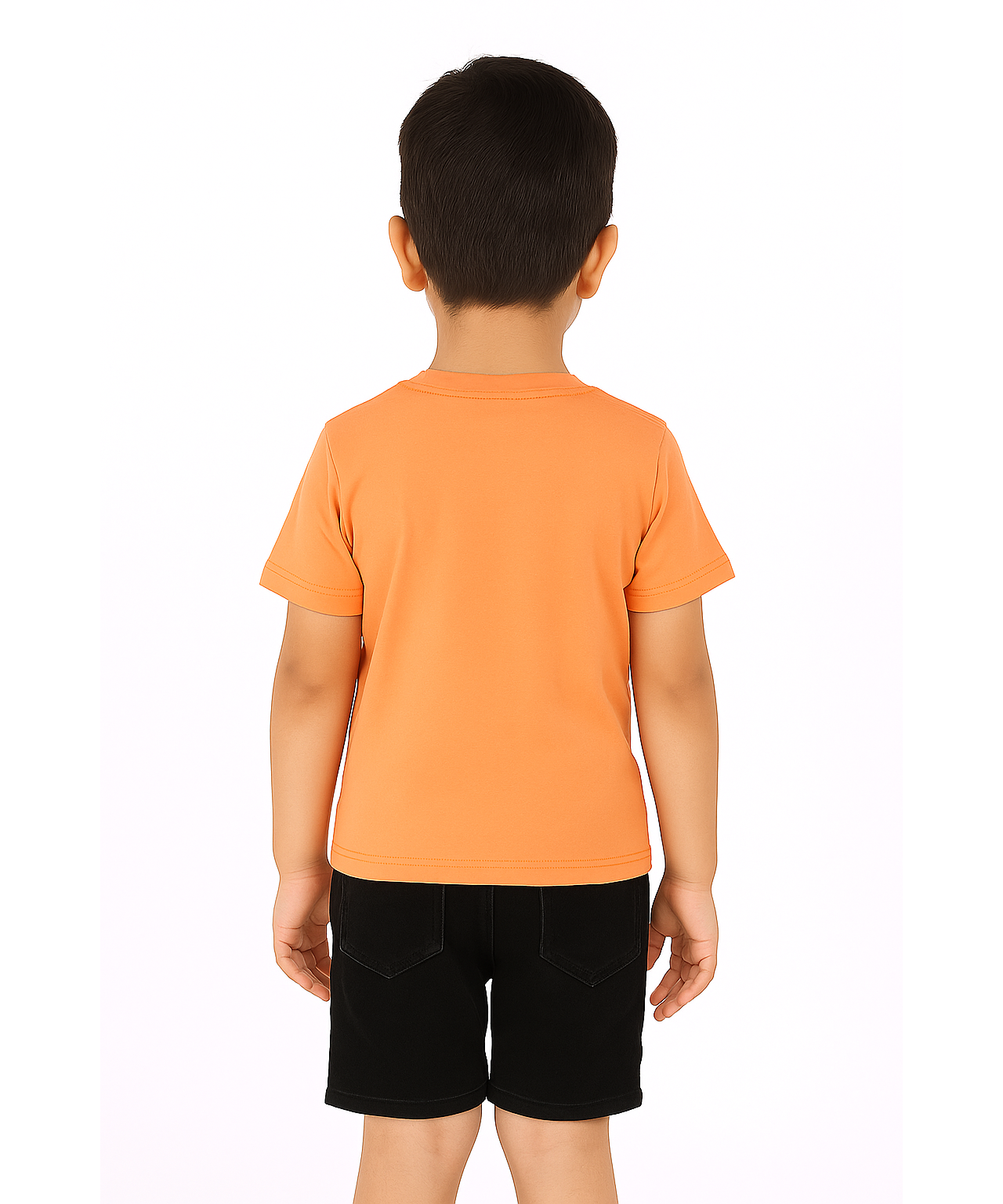 Kids 100% Cotton Single Jersey Tshirt With Printed Orange Colour