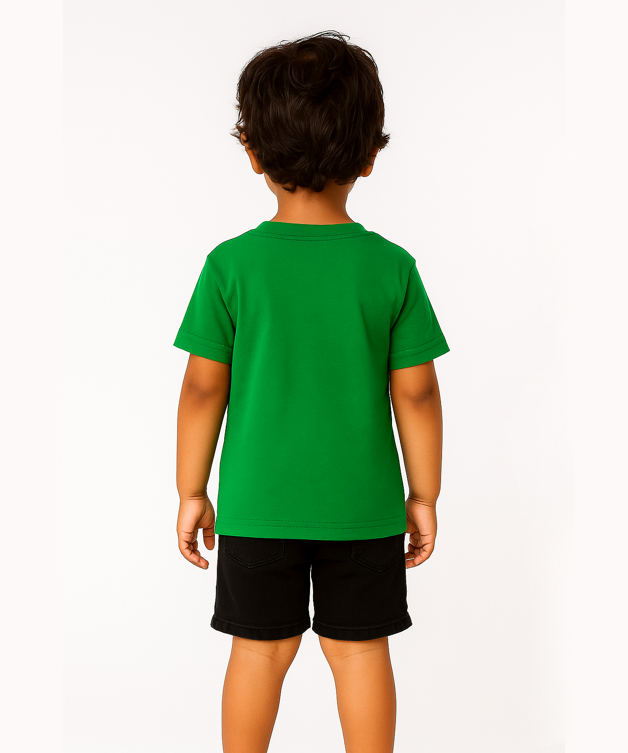 Kids 100% Cotton Single Jersey  Tshirt With Printed Dark Green Colour