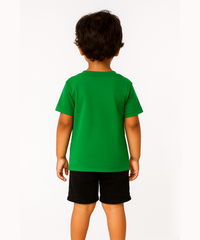 Kids 100% Cotton Single Jersey  Tshirt With Printed Dark Green Colour