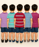 Kids 100% Cotton Stripes Kids T-shirt (Pack of 5)