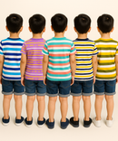 Kids 100% Cotton Stripes Kids T-shirt (Pack of 5)