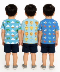 Kids All Over Printed Cotton Tshirt Multi Colour | Age 1 to 5 Years (Pack of 3 Pieces)