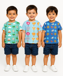 Kids All Over Printed Cotton Tshirt Multi Colour | Age 1 to 5 Years (Pack of 3 Pieces)