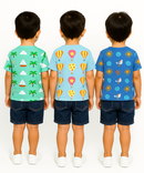 Kids All Over Printed Cotton Tshirt Multi Colour | Age 1 to 5 Years (Pack of 3 Pieces)