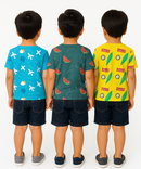 Kids All Over Printed Cotton Tshirt Multi Colour | Age 1 to 5 Years (Pack of 3 Pieces)