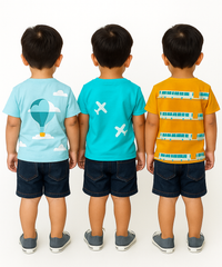Kids All Over Printed Cotton Tshirt Multi Colour | Age 1 to 5 Years (Pack of 3 Pieces)