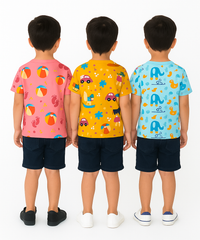 Kids All Over Printed Cotton Tshirt Multi Colour | Age 1 to 5 Years (Pack of 3 Pieces)