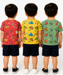 Kids All Over Printed Cotton Tshirt Multi Colour | Age 1 to 5 Years (Pack of 3 Pieces)