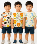 Kids All Over Printed Cotton Tshirt Multi Colour | Age 1 to 5 Years (Pack of 3 Pieces)