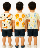 Kids All Over Printed Cotton Tshirt Multi Colour | Age 1 to 5 Years (Pack of 3 Pieces)