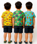 Kids All Over Printed Cotton Tshirt Multi Colour | Age 1 to 5 Years (Pack of 3 Pieces)