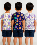 Kids All Over Printed Cotton Tshirt Multi Colour | Age 1 to 5 Years (Pack of 3 Pieces)