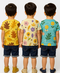 Kids All Over Printed Cotton Tshirt Multi Colour | Age 1 to 5 Years (Pack of 3 Pieces)