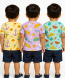 Kids All Over Printed Cotton Tshirt Multi Colour | Age 1 to 5 Years (Pack of 3 Pieces)