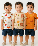 Kids All Over Printed Cotton Tshirt Multi Colour | Age 1 to 5 Years (Pack of 3 Pieces)