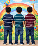 Kids Stripes Half Sleeve Cotton Tshirt | Age 0 to 12 Years (Pack of 3 Pieces)