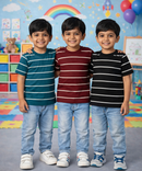 Kids Stripes Half Sleeve Cotton Tshirt | Age 0 to 12 Years (Pack of 3 Pieces)
