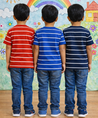 Kids Stripes Half Sleeve Cotton Tshirt | Age 0 to 12 Years (Pack of 3 Pieces)
