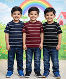 Kids Stripes Half Sleeve Cotton Tshirt | Age 0 to 12 Years (Pack of 3 Pieces)