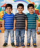 Kids Stripes Half Sleeve Cotton Tshirt | Age 0 to 12 Years (Pack of 3 Pieces)