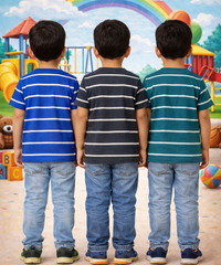 Kids Stripes Half Sleeve Cotton Tshirt | Age 0 to 12 Years (Pack of 3 Pieces)