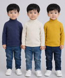 Kids Full Sleeve Hi-Neck Plain Rib T-shirt | Age 0 to 5 Years | Pack of 3 Pieces
