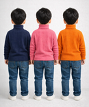 Kids Full Sleeve Hi-Neck Plain Rib T-shirt | Age 0 to 5 Years | Pack of 3 Pieces