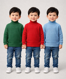 Kids Full Sleeve Hi-Neck Plain Rib T-shirt | Age 0 to 5 Years | Pack of 3 Pieces