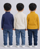 Kids Full Sleeve Hi-Neck Plain Rib T-shirt | Age 0 to 5 Years | Pack of 3 Pieces