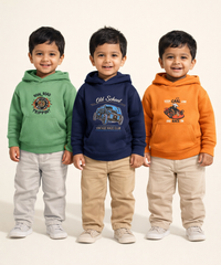 Cotton Kids Cartoon Printed Hoodie Multi Color | Age 2 to 11 Years (Pack of 3 Pieces)