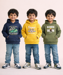 Cotton Kids Cartoon Printed Hoodie Multi Color | Age 2 to 11 Years (Pack of 3 Pieces)