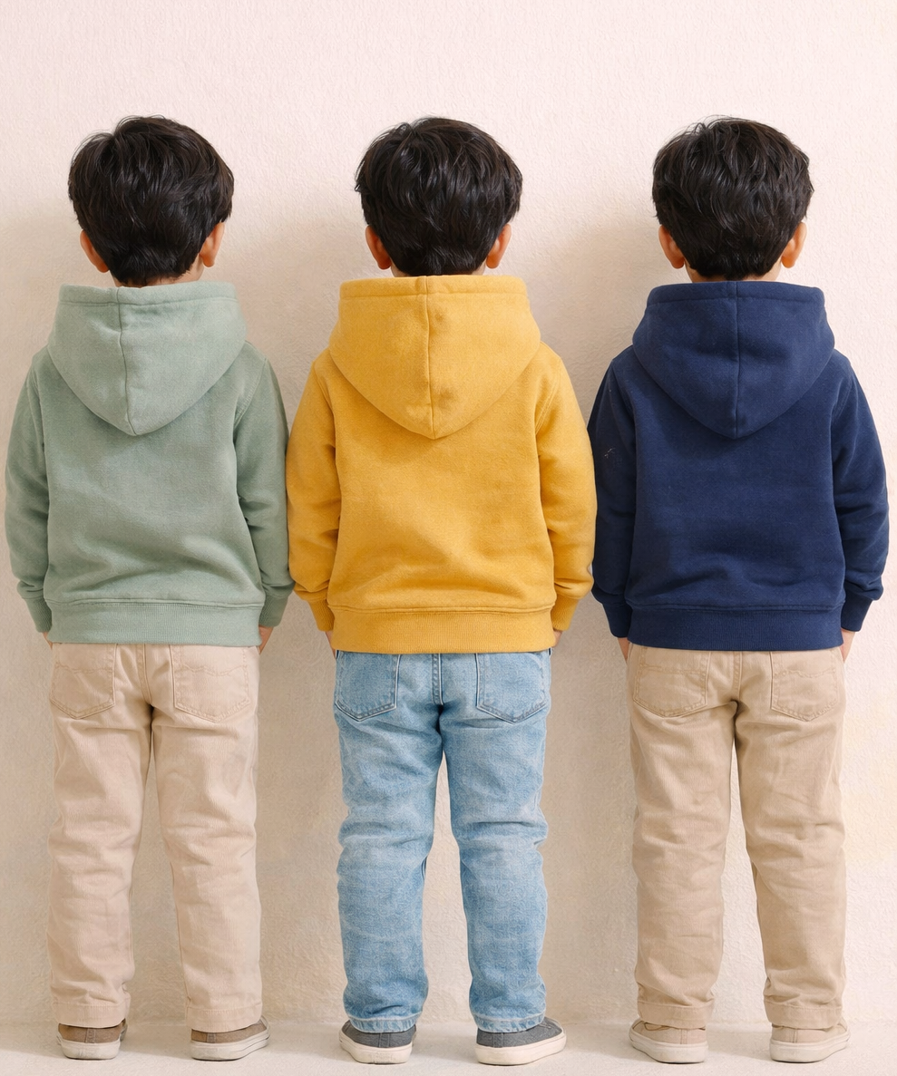 Cotton Kids Cartoon Printed Hoodie Multi Color | Age 2 to 11 Years (Pack of 3 Pieces)