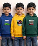 Cotton Kids Cartoon Printed Hoodie Multi Color | Age 2 to 11 Years (Pack of 3 Pieces)