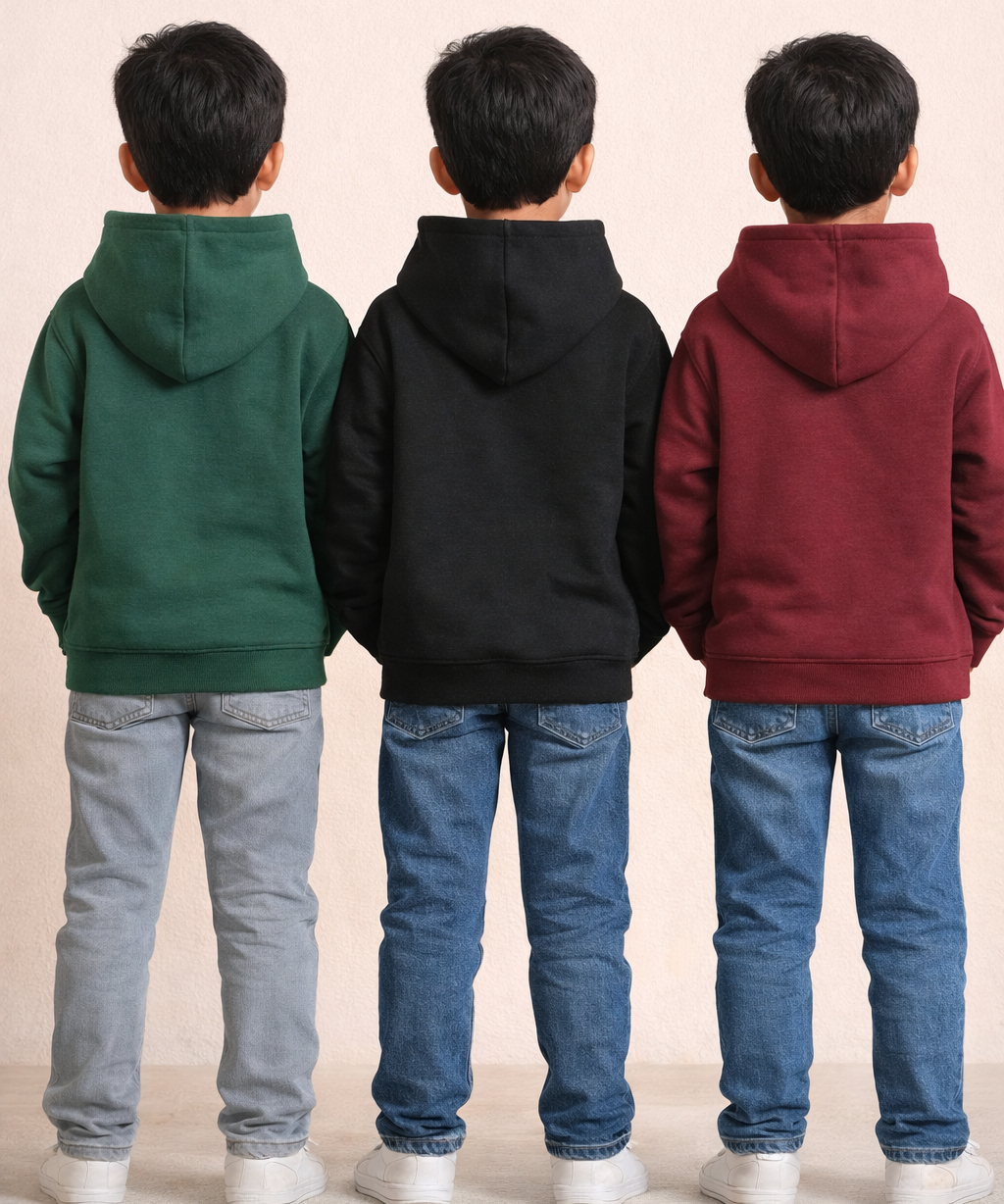 Cotton Kids Cartoon Printed Hoodie Multi Color | Age 2 to 11 Years (Pack of 3 Pieces)