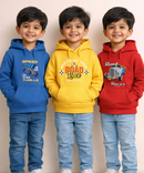 Cotton Kids Cartoon Printed Hoodie Multi Color | Age 2 to 11 Years (Pack of 3 Pieces)