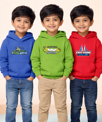 Cotton Kids Cartoon Printed Hoodie Multi Color | Age 2 to 11 Years (Pack of 3 Pieces)