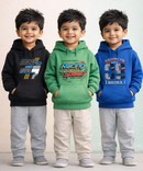 Cotton Kids Cartoon Printed Hoodie Multi Color | Age 2 to 11 Years (Pack of 3 Pieces)