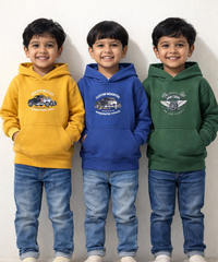 Cotton Kids Cartoon Printed Hoodie Multi Color | Age 2 to 11 Years (Pack of 3 Pieces)
