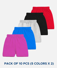100% Cotton Plain Shorts for Boys & Girls Kid with Elastic (Pack of 10)